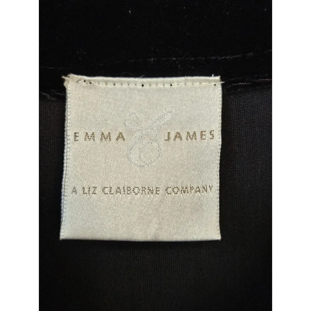Vintage Emma James Liz Claiborne Black Velvet Maxi Robe Dressing Gown XL NWT